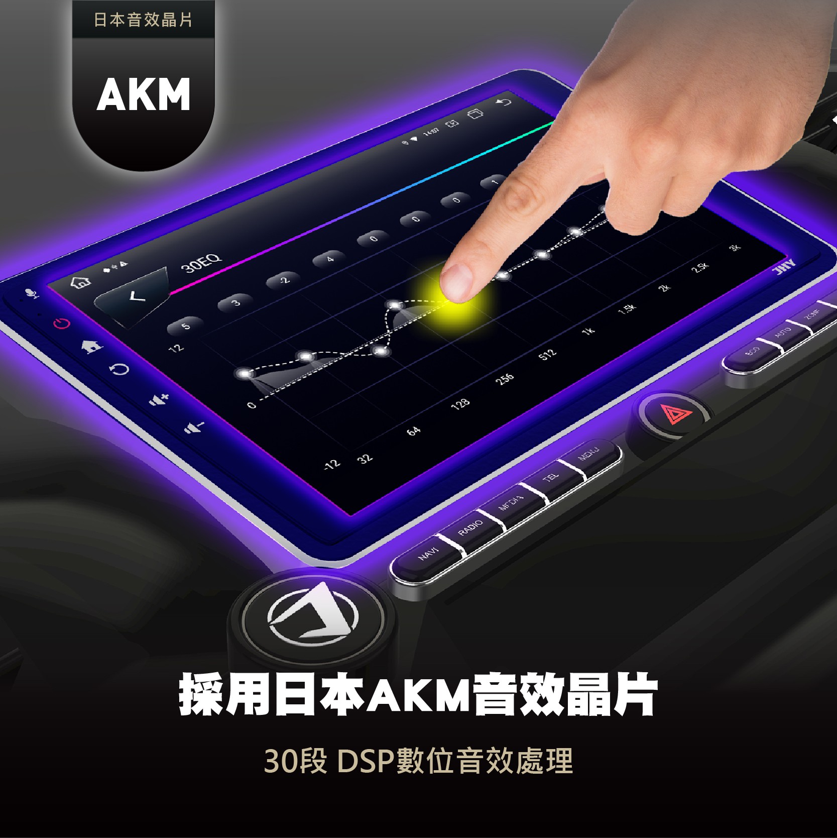 採用日本AKM音效晶片，30段DSP數位音效處理