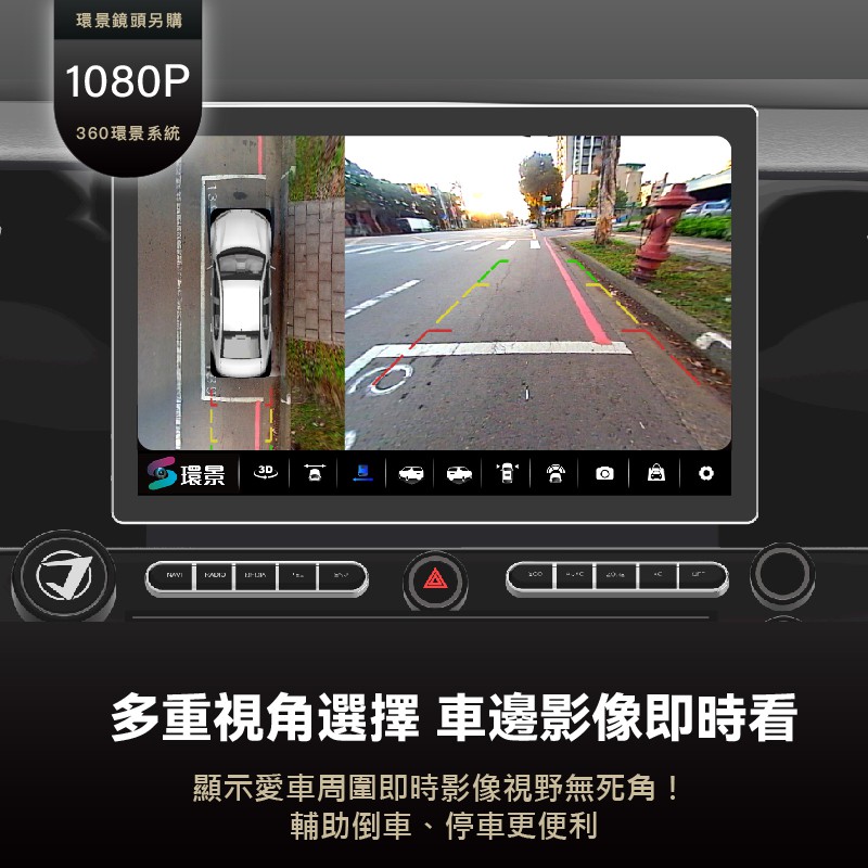 360車用環景套件，真實3D模擬實景，多重視角選擇，四路行車錄影