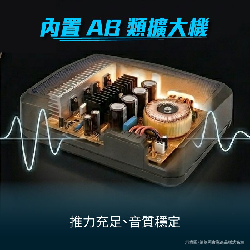 jhy-built-in-class-ab-amplifier.png JHY 重低音內置 AB 類擴大機電路圖,細膩音質與穩定高瓦數輸出。